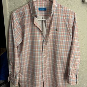 J. Bailey Men's Checkered Button Down Shirt - Pink and White Size 12